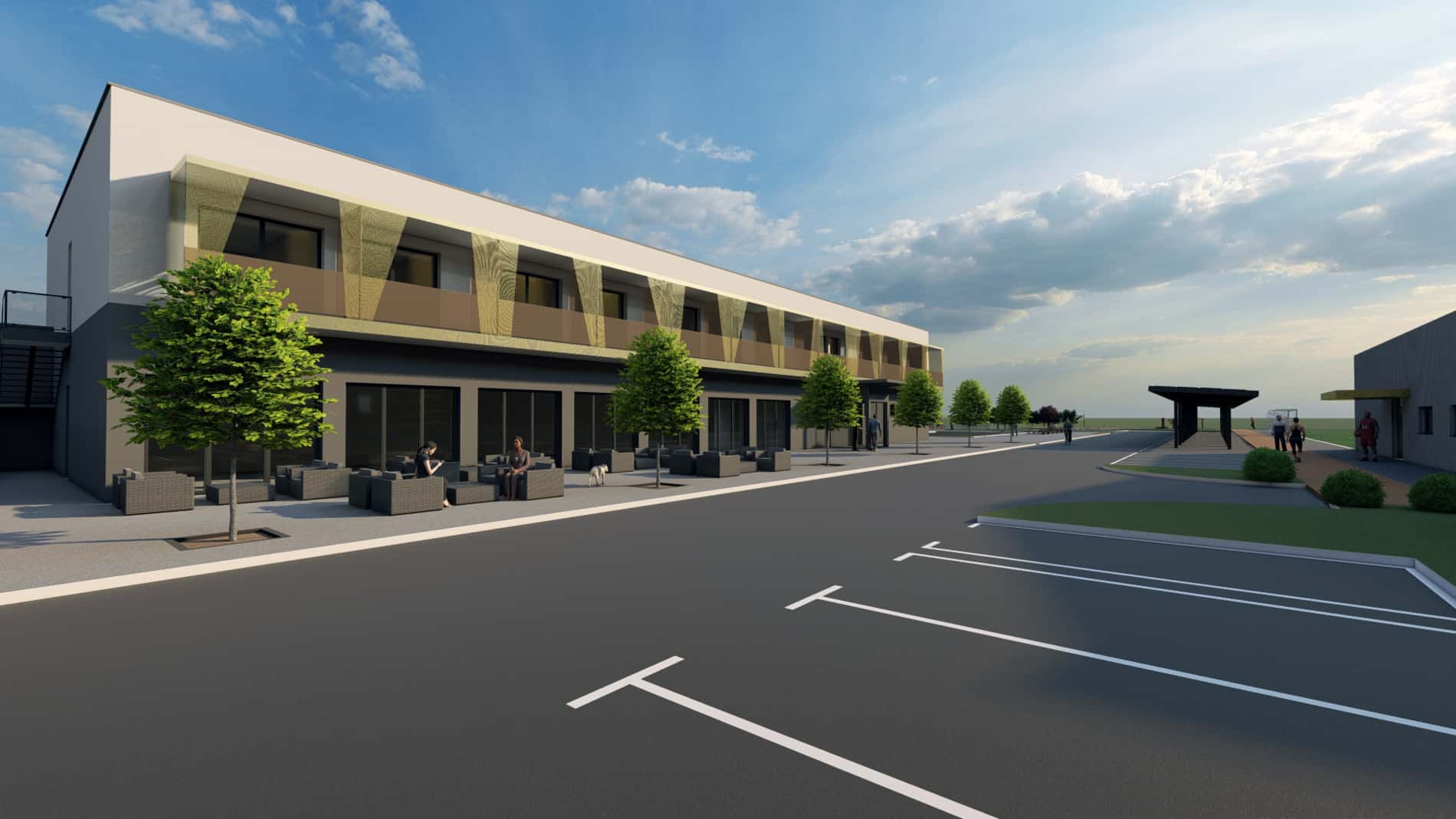 Spremišta i parking — vizualizacija sportsko-rekreacijskog centra Predavac